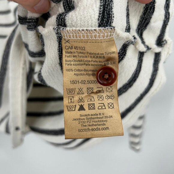 SCOTCH & SODA *Flawed* Men's Gray White Striped Long Sleeve Henley Shirt Size XL - Picture 6 of 9